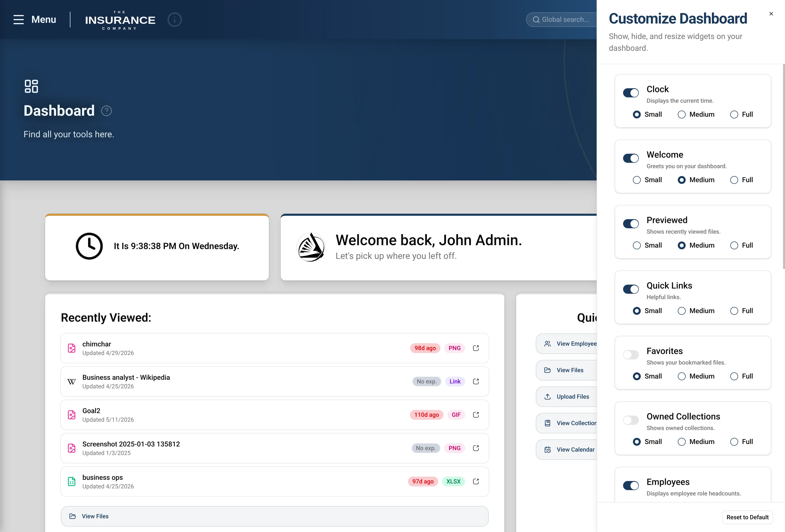 Customizing Dashboard