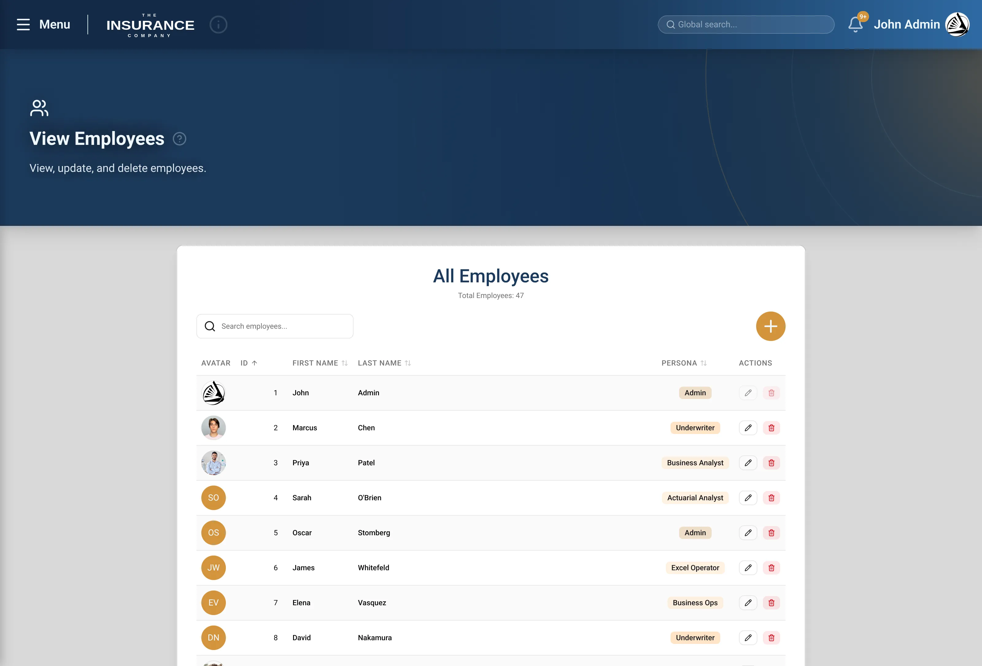 Employee Administration Page