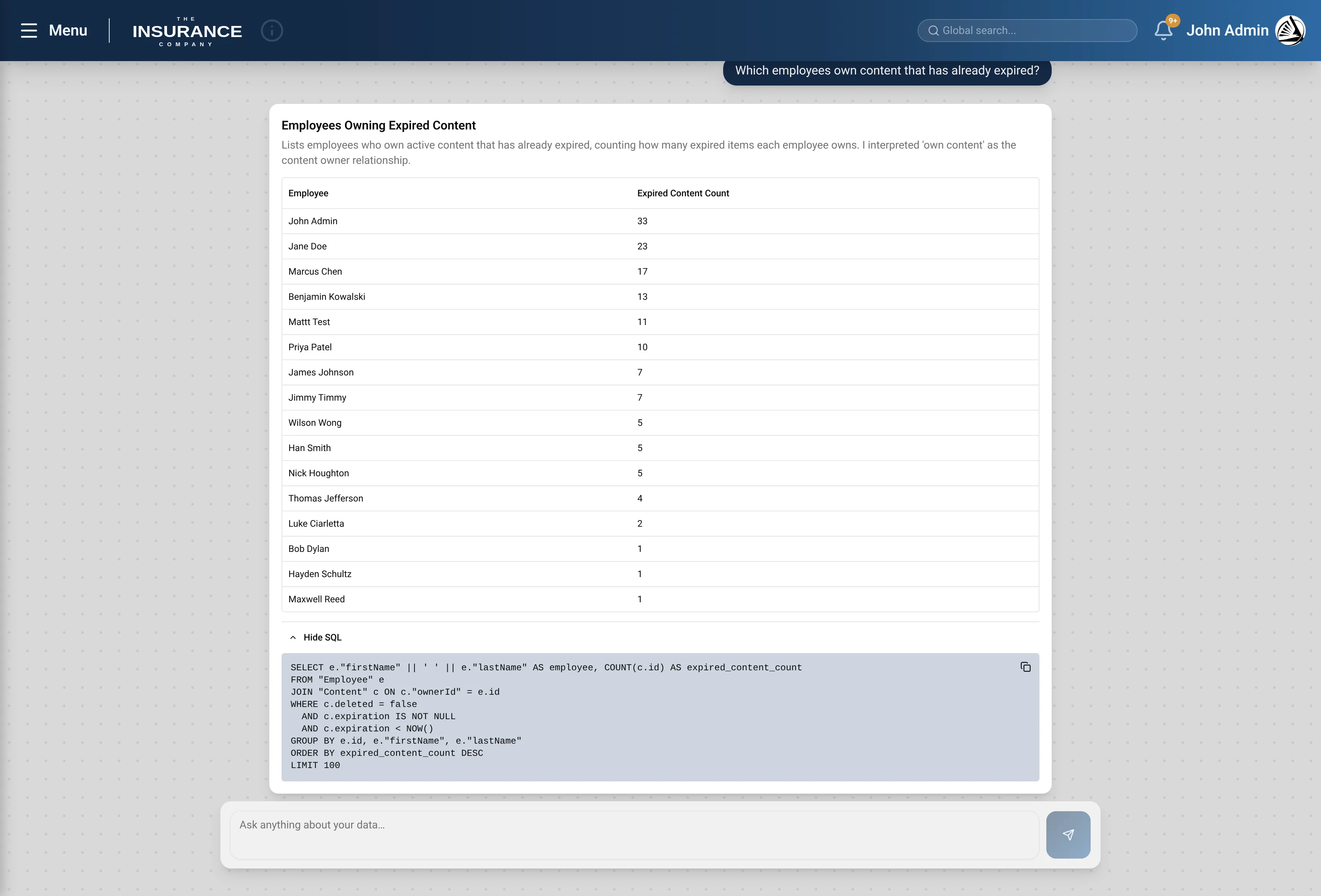 Generated Insights SQL Query